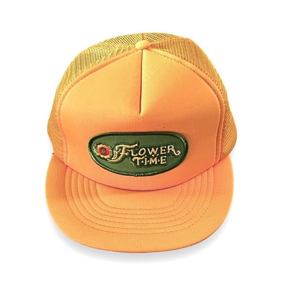 Y2K Vintage Flower Time Snap Back Trucker Hat KAP II Yellow Green Sunflower - Picture 1 of 9